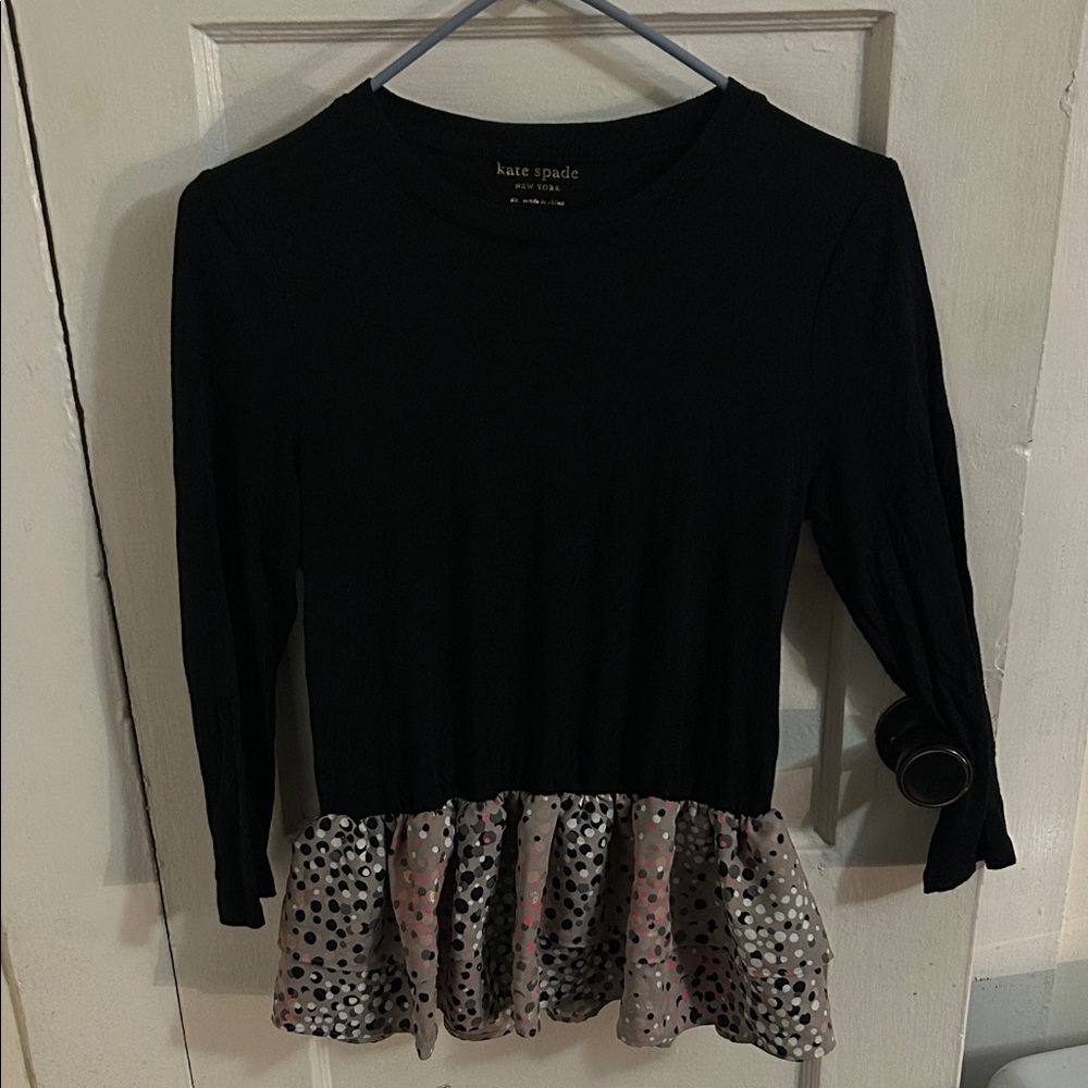 Kate Spade Broome Street Soiree Dot Mixed Media peplum top.
